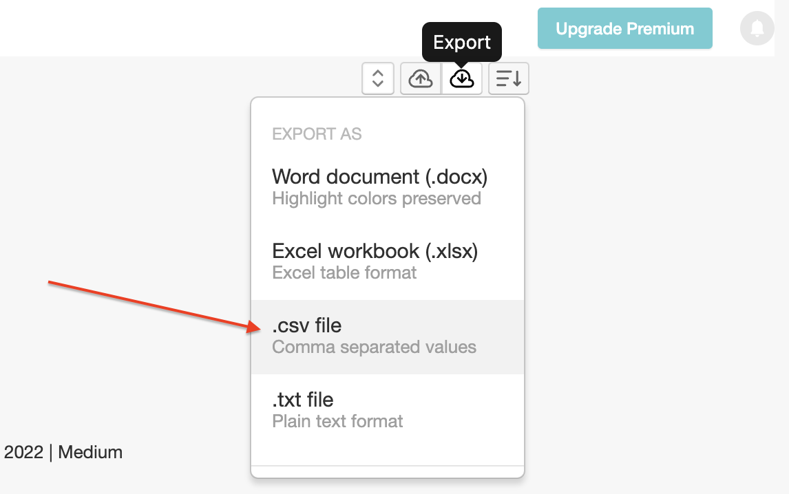 Export a Weava CSV File